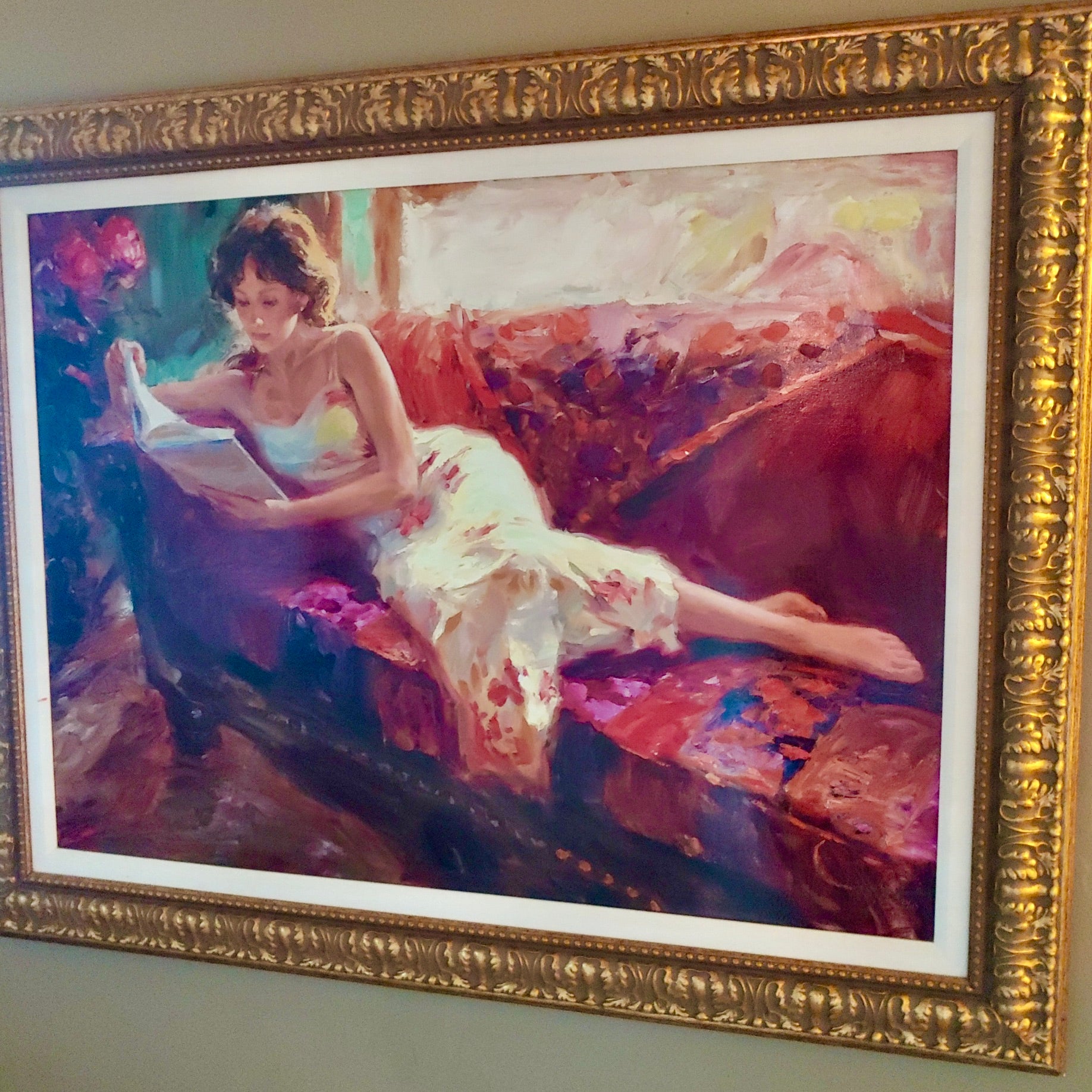Framed, Signed and Numbered Giclee by Vladimir Vologov "The Red Couch"