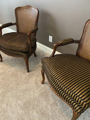 Pair of Rattan and Silk Occasional Chairs