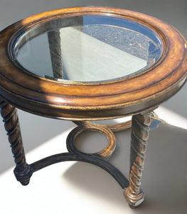 Round Glass Top End Side Table