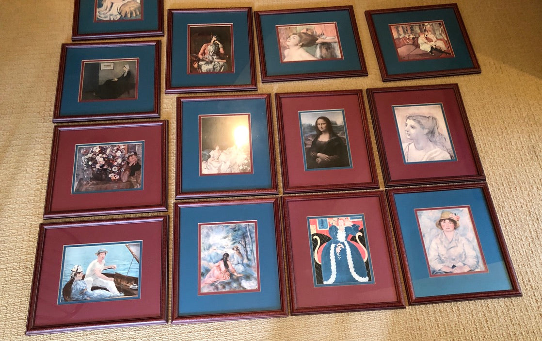 Set of 13 Framed Artwork Depicting Various Famous Artists from the Metropolian Museum of Art