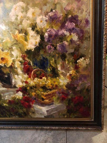 Large Framed Floral Oil Painting