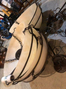 Wrought Iron and Cream Hanging Acanthus Globe Lights (5 Available)