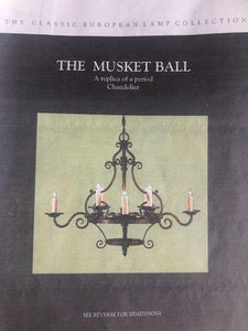 Large 8 Light Single Level Lighted Iron "Musket Ball" Chandelier