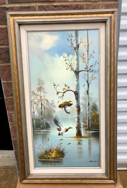 Chris Royce Original Framed Oil on Canvas Mallard Ducks