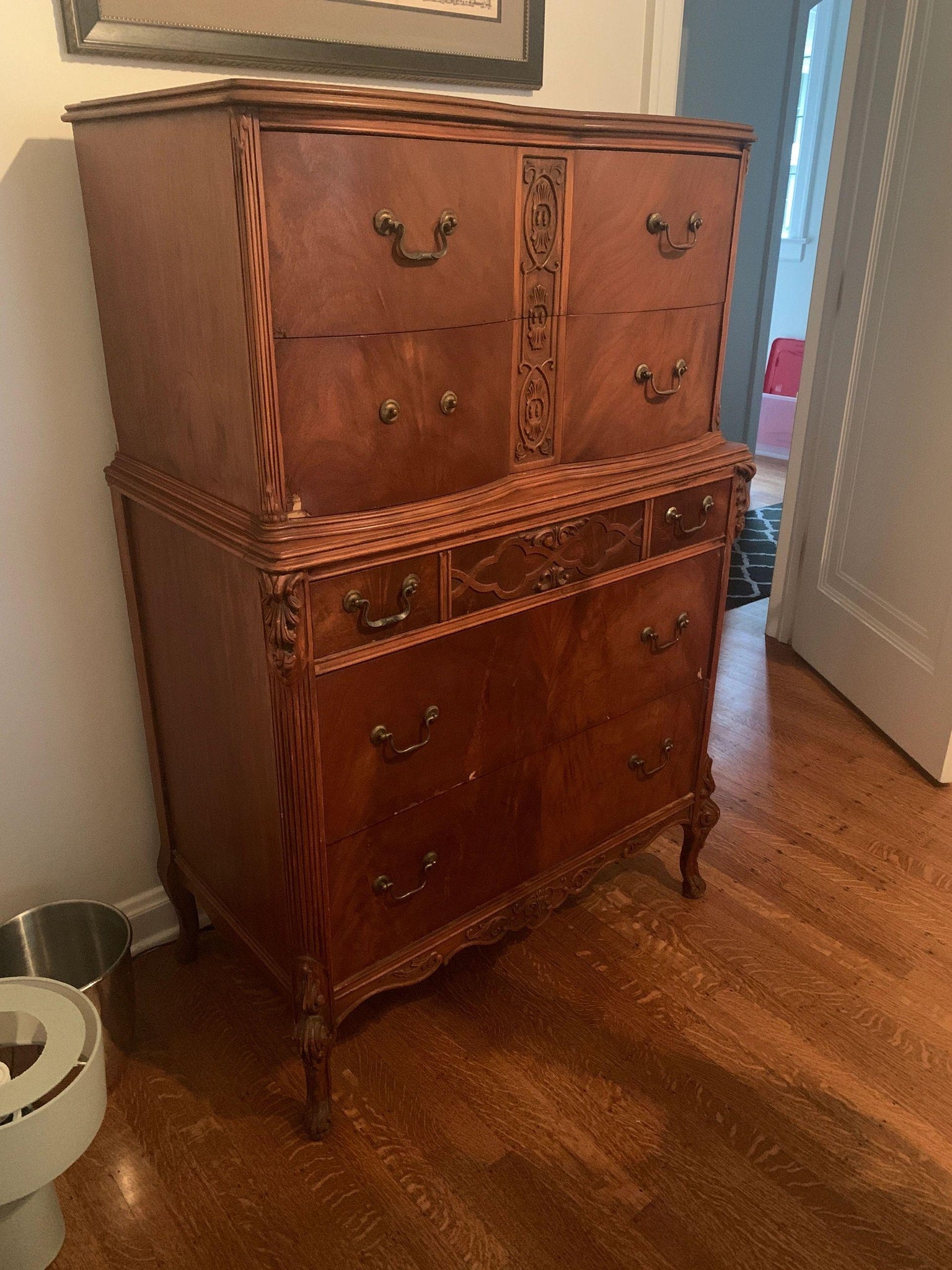 Antique Burled Mahogany 5 Drawer Dresser – KLM Luxury Consignment
