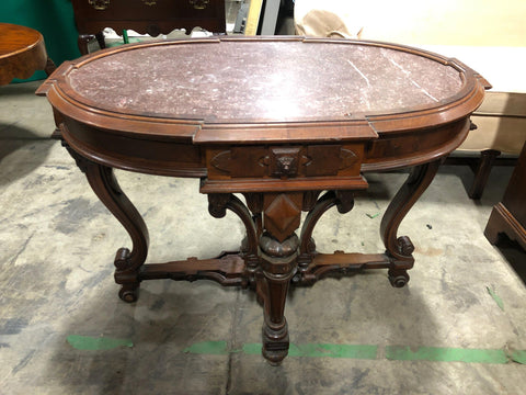 Vintage Baker Oval Marble Top Gilt Entry Table