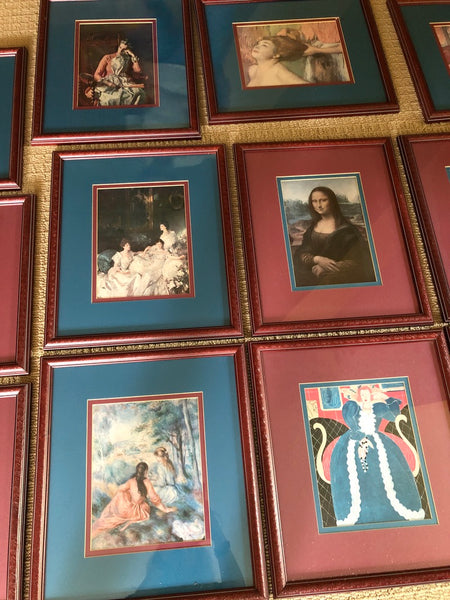 Set of 13 Framed Artwork Depicting Various Famous Artists from the Metropolian Museum of Art