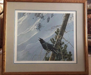 Robert Bateman - Winter In The Mountains - Raven 1982 - Signed and Numbered Lithograph 750-950 - Matted and Framed with Glass