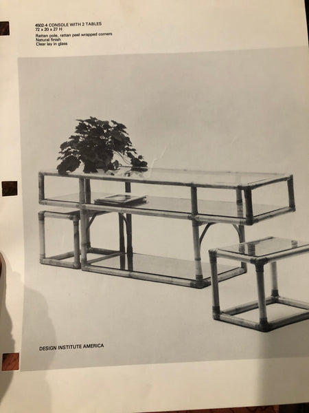 Design Institute America Rattan Console with 2 Tables