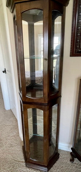 Lighted Curio Cabinet with Glass and MirrorsCabinet