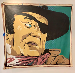 Original Extra Large 6' x 6' "John Wayne" Canvas by J Chin