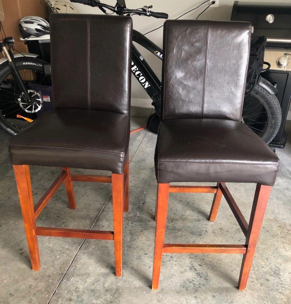 Pair of Faux Leather Bar Stools