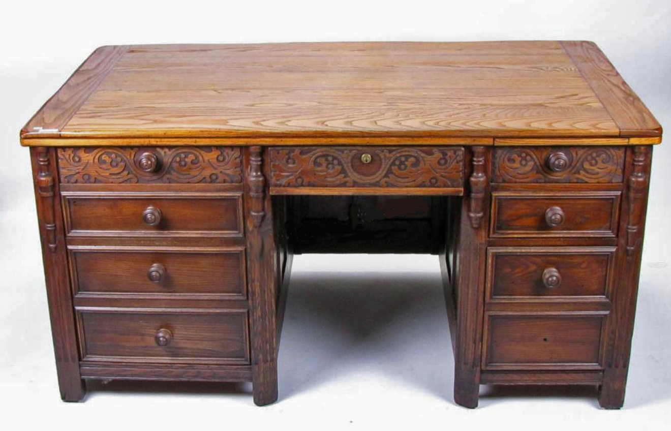 Vintage Solid Oak Executive Desk