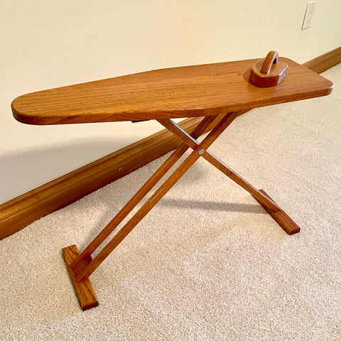 Child's Solid Oak Folding Ironing Board and Iron from Amish Furniture Company