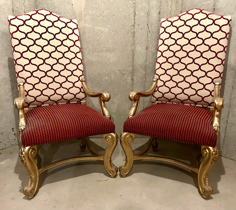 Pair of Queen Anne Style Captain Chairs