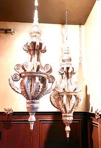 Pair of French Tole Giltwood Lanterns