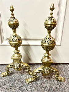 19th Century Brass English Style Andirons