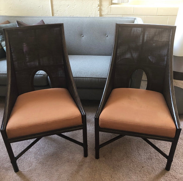 Pair of John McGuire Baker Canned Arm Chairs