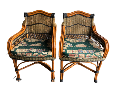Pair of 1970's Vintage Wicker Chairs by Grange