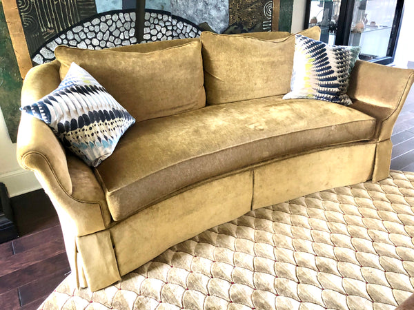 Century Furniture Gold, Velvet Curved Sofa