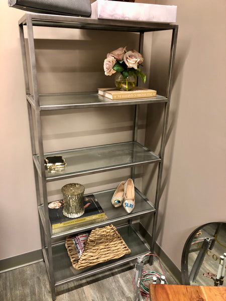 Chrome and Glass Etagere Bookcase