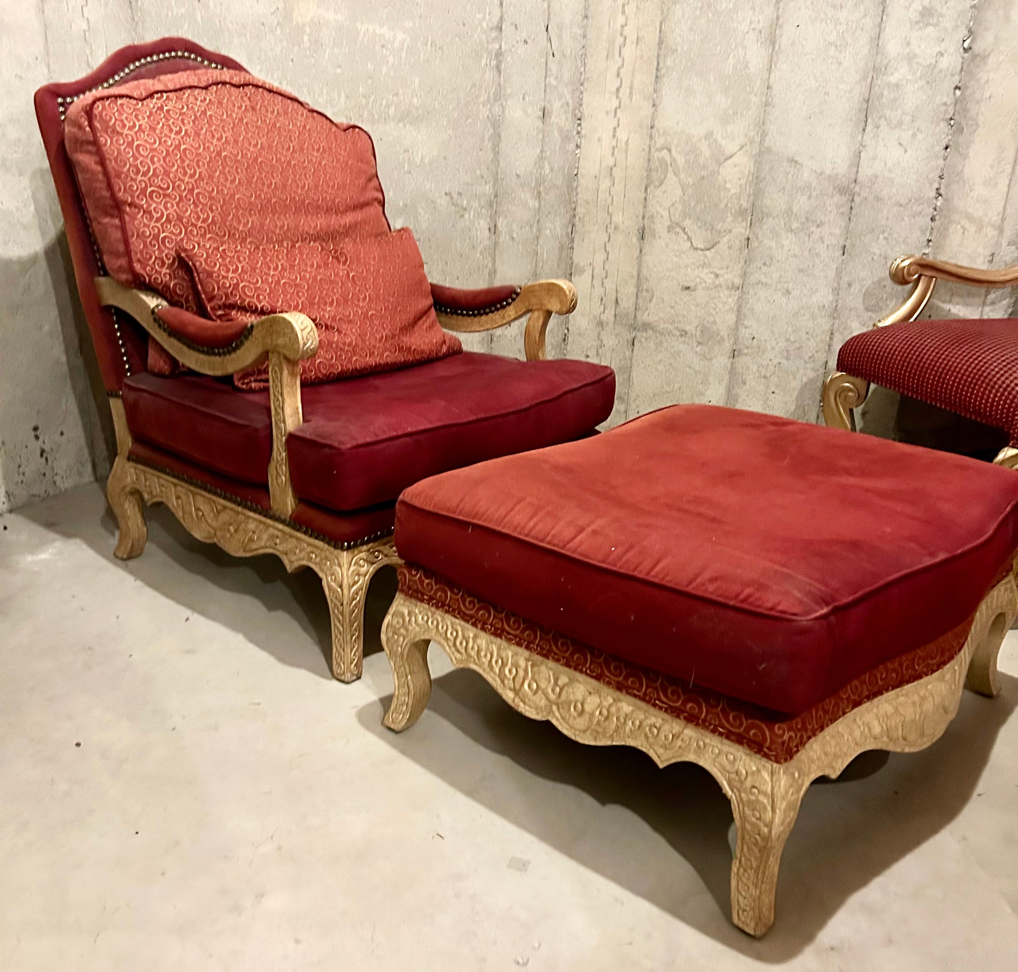 Custom Bergere Chair and Ottoman