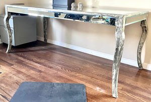 Antique Mirrored French Console Table Writing Desk