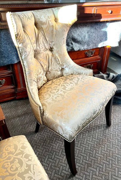 Pair of Silk Tufted Side Chairs