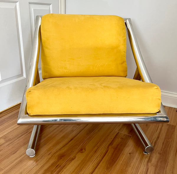 1970's Vintage Arthur Umanoff Chrome Sled Style Tubular Occasional Chair for Directional
