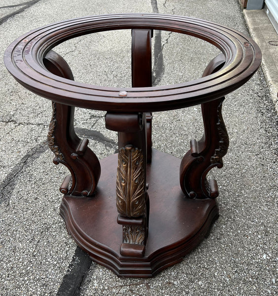 Hooker Furniture Carved Dining Table Base with 60" Round Glass Top