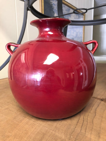 Italian Red Moon Flask Vase