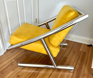 1970's Vintage Arthur Umanoff Chrome Sled Style Tubular Occasional Chair for Directional
