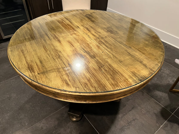 Round Pedestal Dining Table with Custom Glass Top