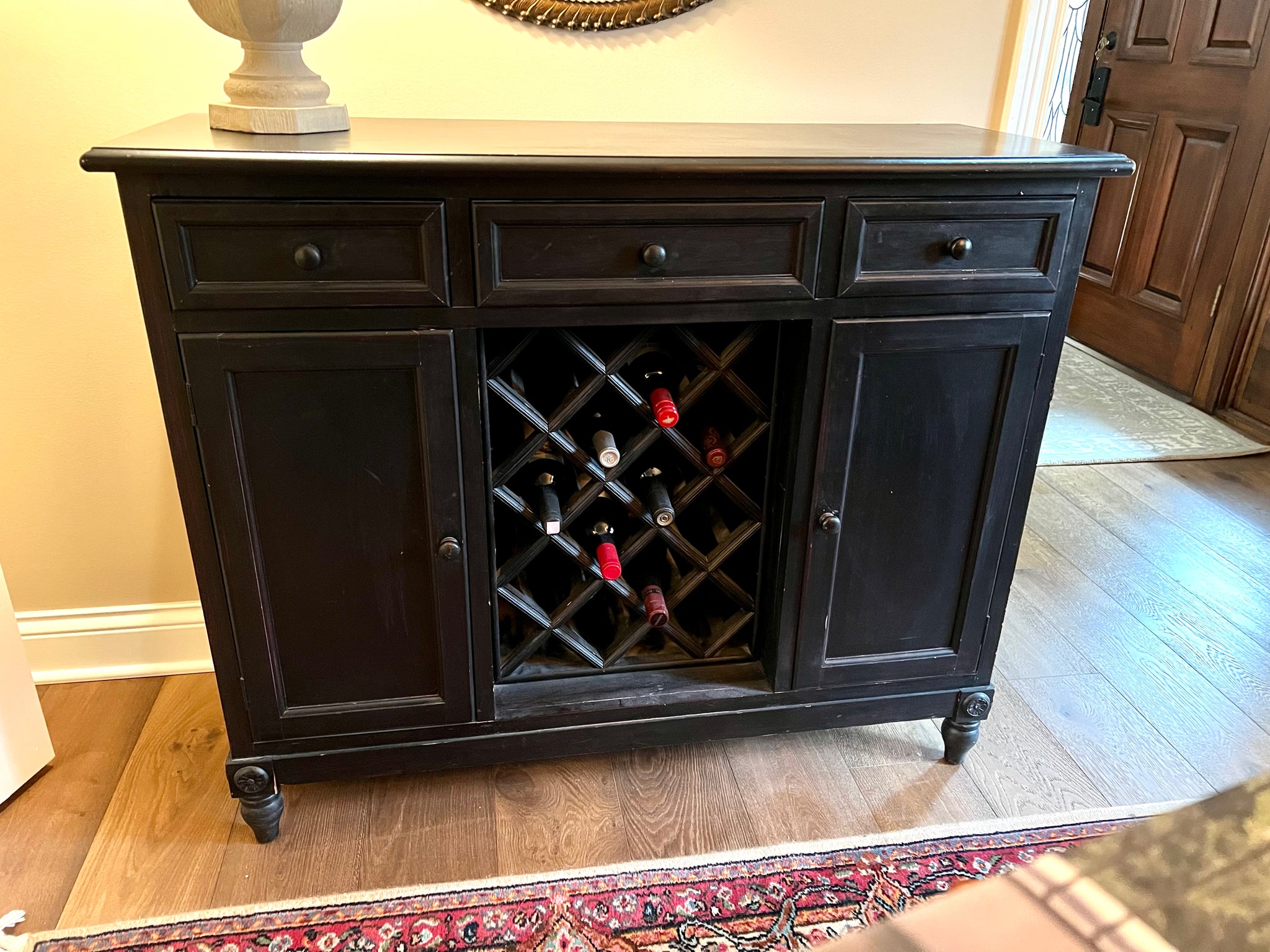 Black Sideboard with Wine Rack KLM Luxury Consignment
