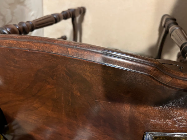 Antique Burled Walnut Scalloped Side Accent Parlor Table