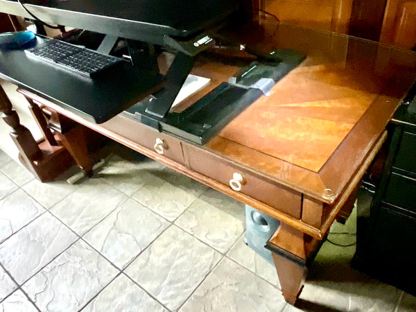 Hooker Furniture Executive Desk with 1/4 Glass Top