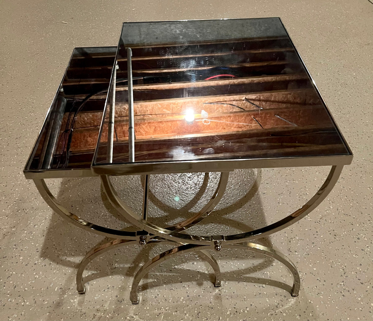 William Sonoma Home Chrome and Mirrored Nesting Tables – KLM Luxury ...