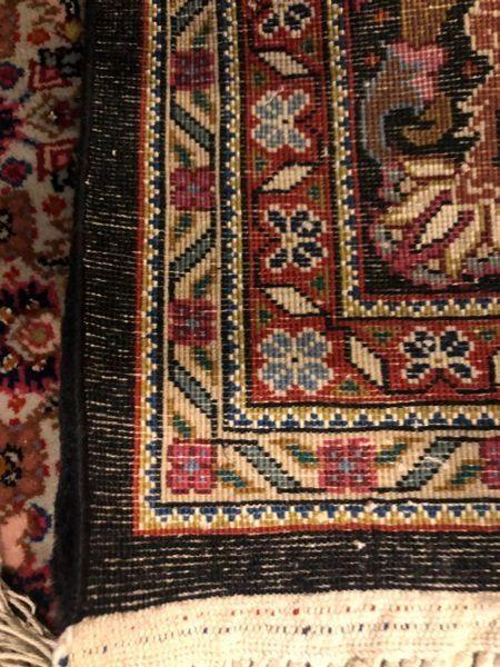 Square Vintage Wool and Silk Kashan Persian Rug